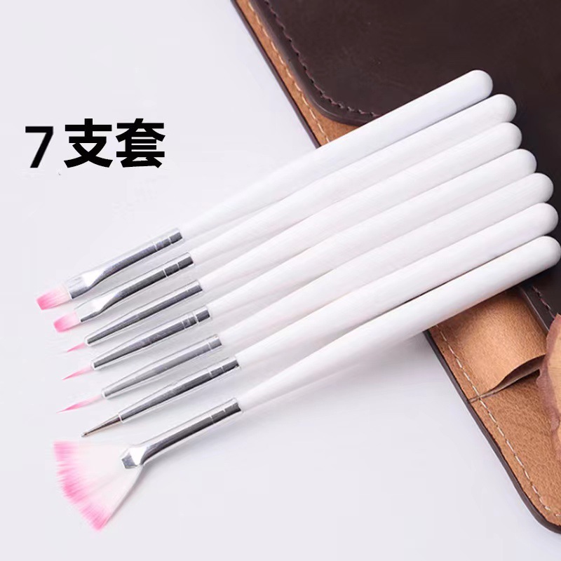 Venta al por mayor uñas pintura pluma 7 piezas traje tallado pluma dibujo cepillo de uñas 7 piezas conjunto cepillo de uñas herramientas suministros