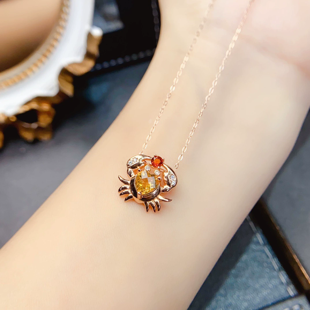 Новый натуральный цитрин подвеска S925 Серебряный инкрустированный основной камень 6*6 мм