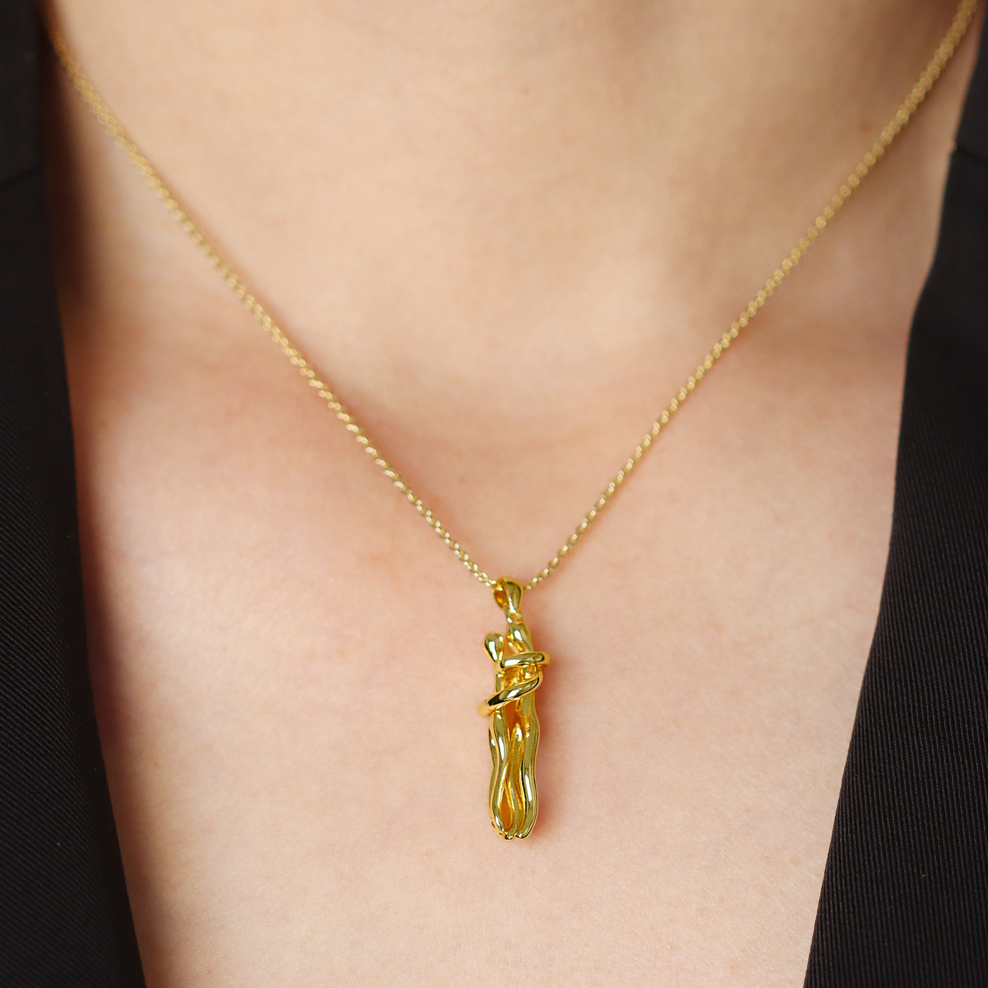 9g Weight Copper Pendant Material Wholesale Jewelry IG Style Human Copper Mixed Metal Plating Pendant Necklace Cable Chain