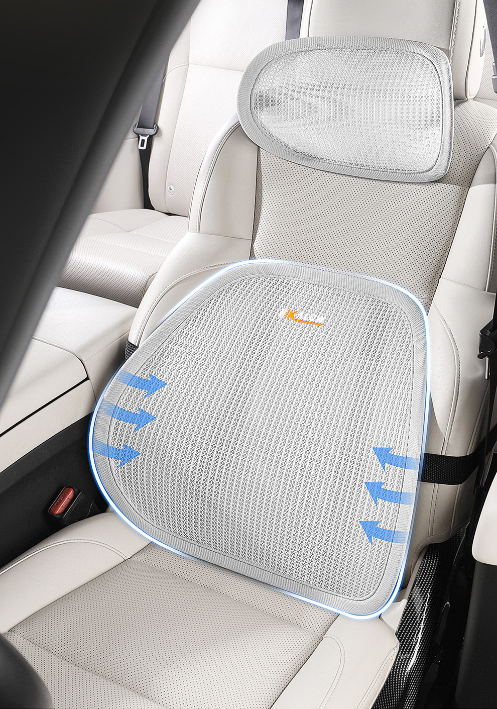 New Model of Car Lumbar Support, Headrest, and Neck Support, Breathable Car Seat Backrest with Optional Logo
