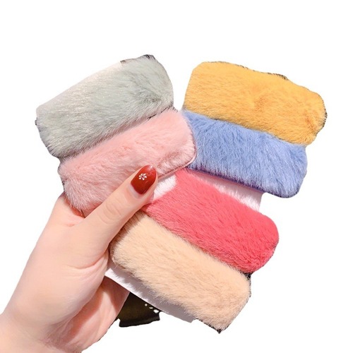 Korean ins hair clip BB clip mink hair clip one-word plush hair clip female Internet celebrity bangs clip broken hair clip
