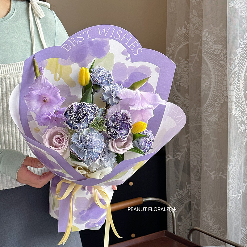 Jardín de primavera tulipán ramo de embalaje de papel de flor artesanal atmósfera florista materiales de flor