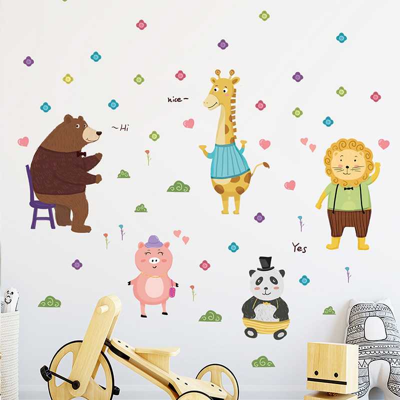 Cartoon Bear Lion Giraffe Piggy Panda Decoration Wall Sticker Wholesale Nihaojewelry display picture 7