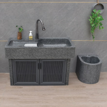 石头水池天然大理石洗衣池庭院洗手盆户外一体室外花园洗手台面盆