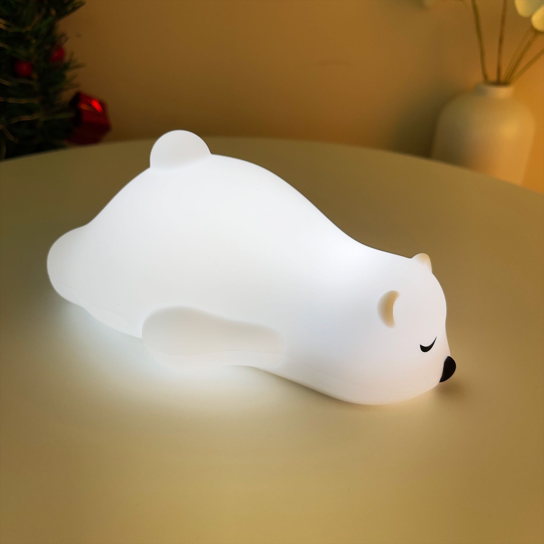 Transfronteriza nueva raqueta de hipopótamo Luz de silicona LED dormitorio luz de noche USB tiempo de carga luz del sueño Luz de La Noche