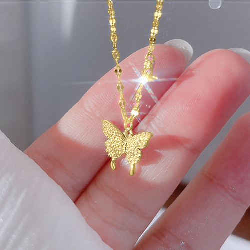 Silver Butterfly Necklace for Women - Summer  New Design, Unique Style, Light Luxury High-End Lockchain
