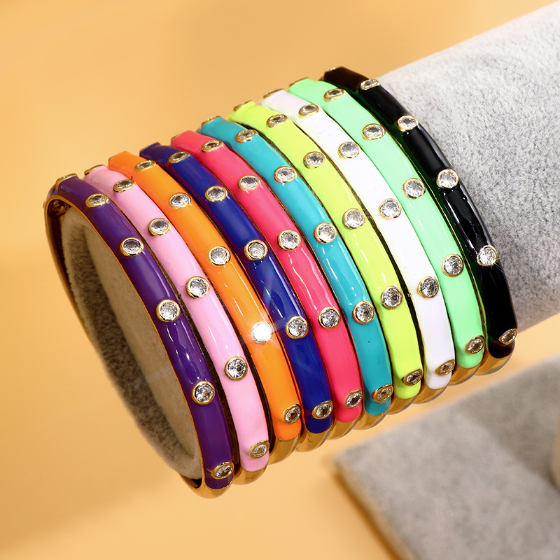 Lady Geometric Copper Bangle Geometry Retro Stoving Varnish Zircon Copper Bracelets