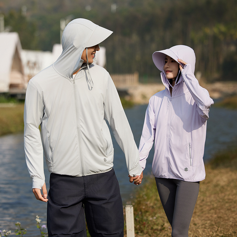 New Style Ice Silk Sun-Protective Clothing for Couples: Summer Cool-Fabric Sports & Fishing Wear with Detachable Wide Brim — Unisex