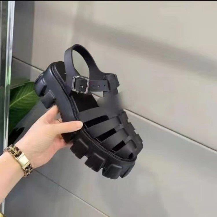 43 size Roman women's sandals 2022 new summer breathable closed toe increased non-slip chunky heel hollow women's shoes