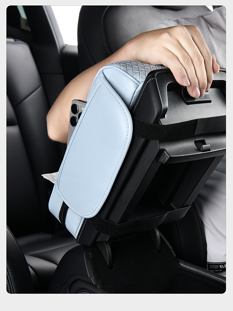 Car Armrest Box Pad, Tissue Box, Central Storage Bag, Storage Specifically for Leather Car Seats, In-Car Storage