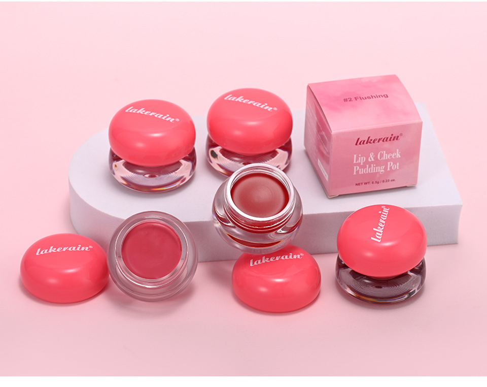 Lakerain Pudding Blush Cream Powder Matte Blush Nude Makeup Highlighter Lip and Cheek Blush Cream undefined