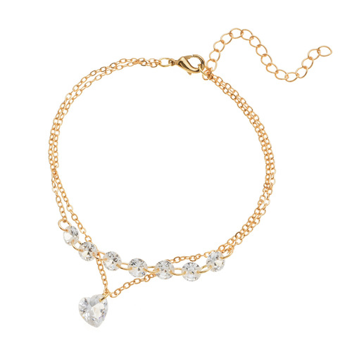 European and American cross-border new bracelets, fashionable wish jewelry, double-layered heart-shaped crystal bracelets for women, couple bracelets