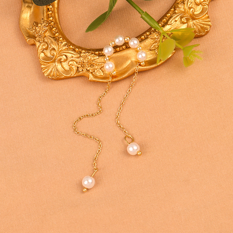 Elegant small design ear clips pearl with tassels