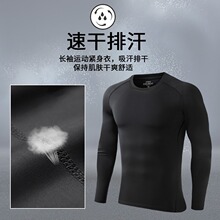 运动纯色长袖T恤男速干内衣打底春秋跑步上衣篮球骑行高弹健身