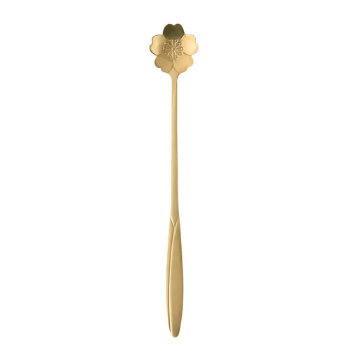 Stainless steel long-handled mixing spoon small spoon seasoning coffee spoon extended creative ice spoon dessert honey petal spoon