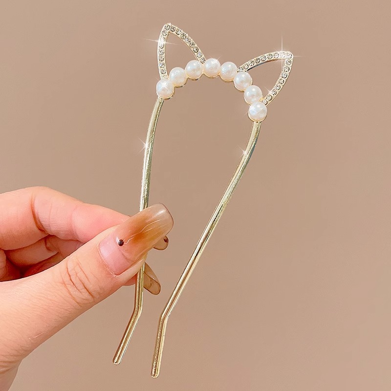 Guofeng perla flange u clip de cabello para mujeres de alto nivel nuevo estilo antiguo chino paso agitando clip de cabello clip de cabello vestido de caballo tocado