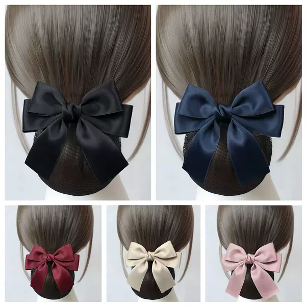 Korean and Japanese Ins Style Hairnet Nurse Professional Hairnet Flight Attendant Hair Accessory Bank Bowknot Hairnet Headwear