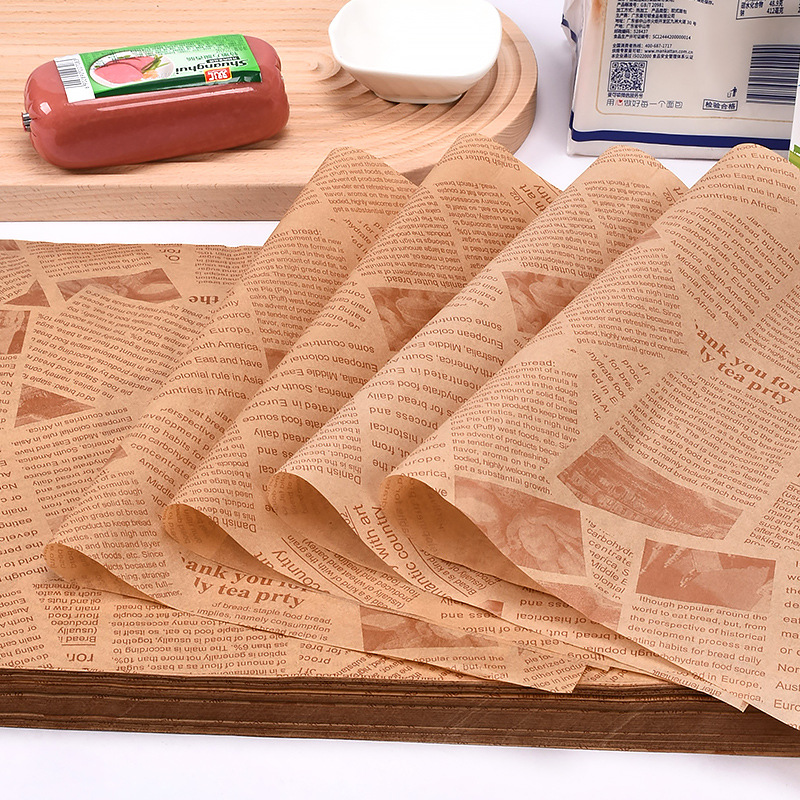 Papel sándwich de embalaje de papel de hamburguesa a prueba de aceite papel de bandeja a prueba de aceite de calidad alimentaria pan para hornear placa estera papel de almohadilla de pizza