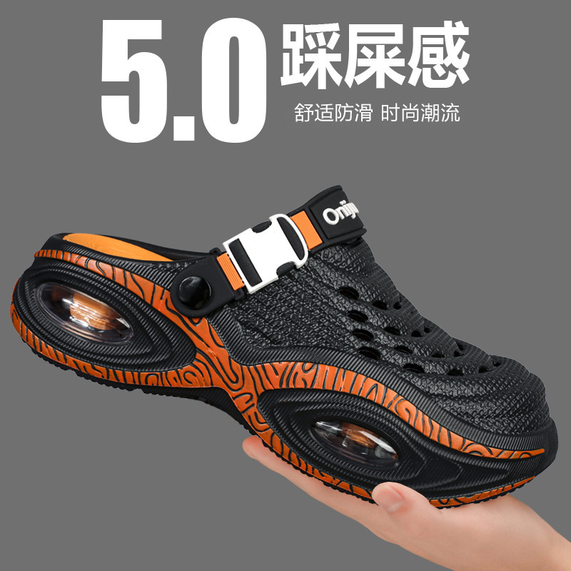Men's summer clogs, casual outdoor sports sandals, closed-toe, comfortable beach thick-soled slippers, trendy men's footwear Men's summer clogs, casual outdoor sports sandals, closed-toe, comfortable beach thick-soled slippers, trendy men's footwear