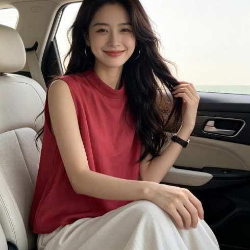 【Dropshipping】Summer stylish sleeveless shirt with back tie, versatile slimming top 【Dropshipping】Summer stylish sleeveless shirt with back tie, versatile slimming top