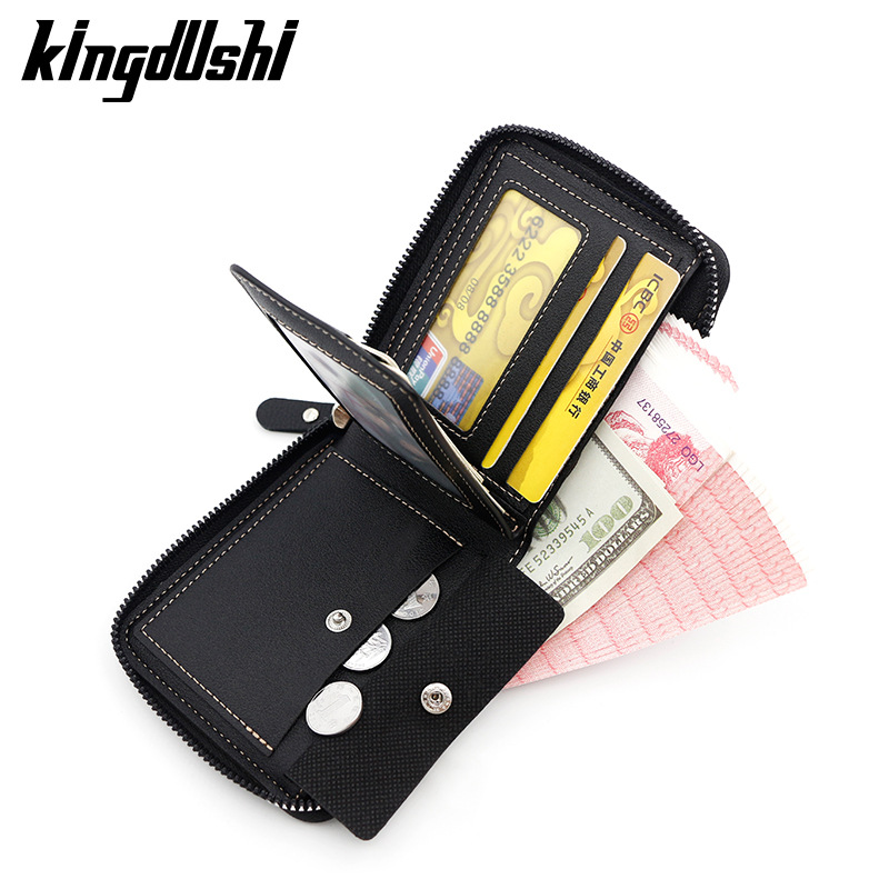 Nuevos hombres de la cadena de la cartera europea y americana retro estilo Horizontal cremallera bolsa moda corto tarjeta bolsa de la moneda bolsa al por mayor