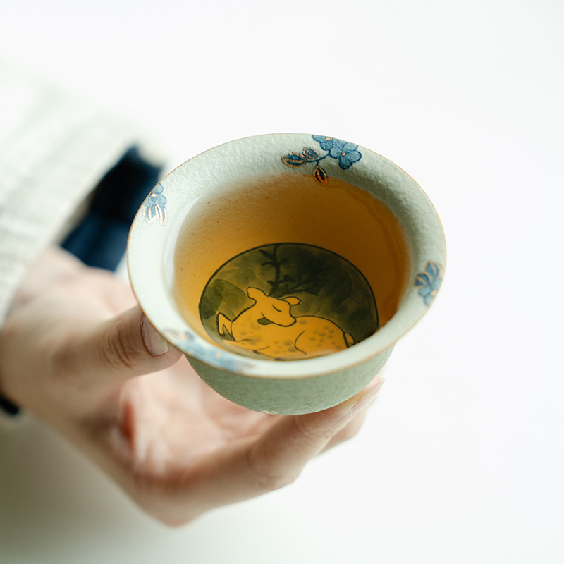 中国風の碧山緑万物霊茶カップセラミックティーカップ家庭用小型マスターカップシングルカップカンフーティーセット|undefined