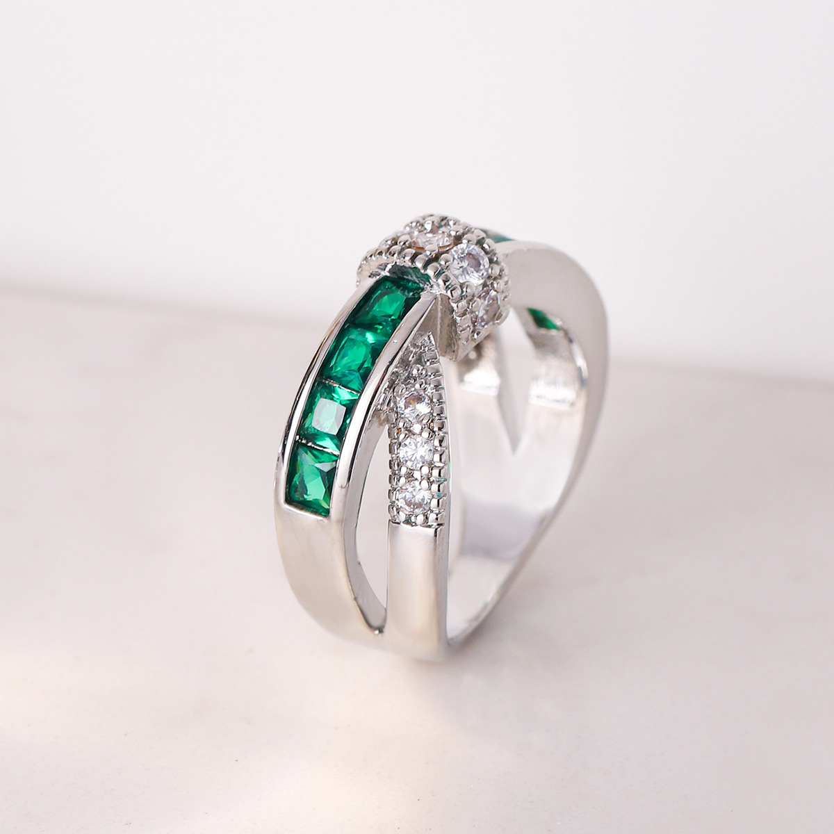 Copper Material Fashion Geometric Copper Plating Zircon Rings 1 Piece