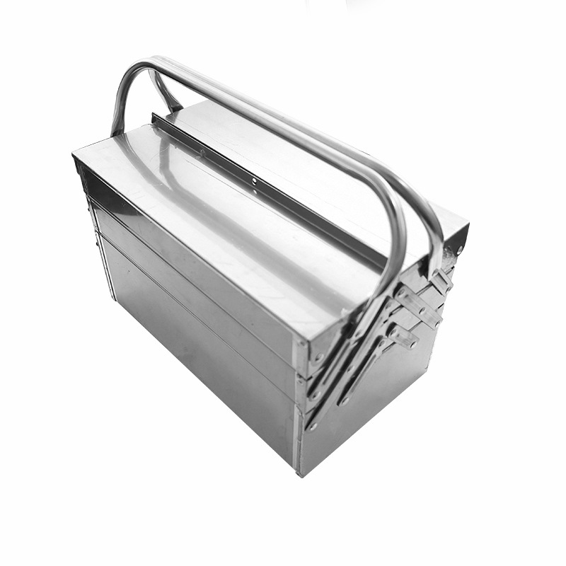 Ventas de fabricantes de caja de herramientas de chapa de hierro, caja de herramientas plegables de dos capas, caja de almacenamiento portátil de automóvil grande y gruesa