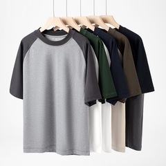 衝突色tシャツ男半袖氷感綿230g日系少年感肩袖tシャツ日焼け止め冷温感上着男