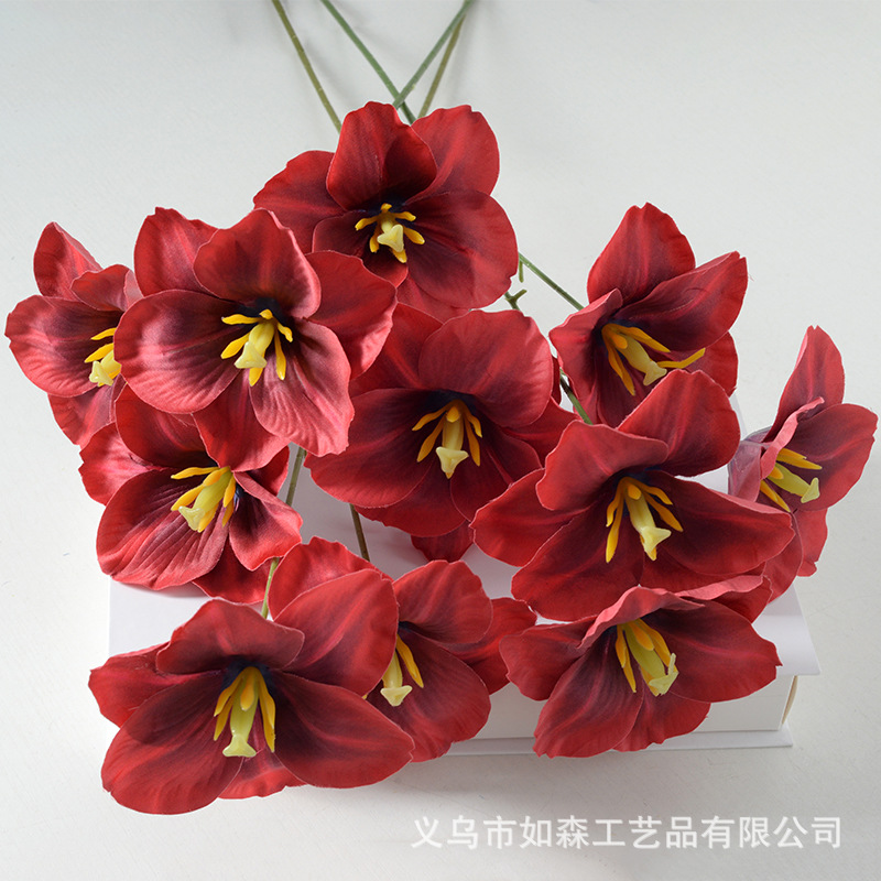 Simulated flower 3-head tulip 3D printed matte cloth wedding home…