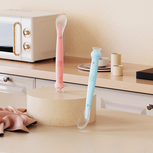 Jiayi Baby Children's Feeding Tableware Food Grade Silicone Spoon Baby Independent Eating Training Soft Head Spoon Wholesale