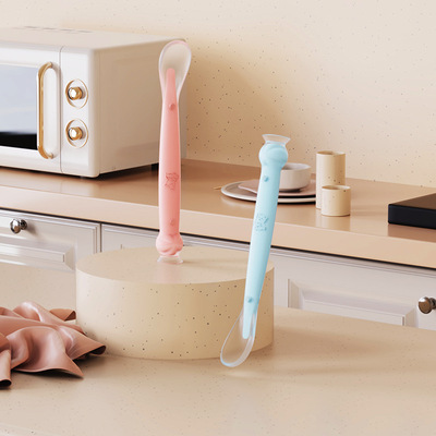 佳宜貝比喂飯批發兒童餐具寶寶喂養訓練輔食勺子嬰兒帶尾部吸盤