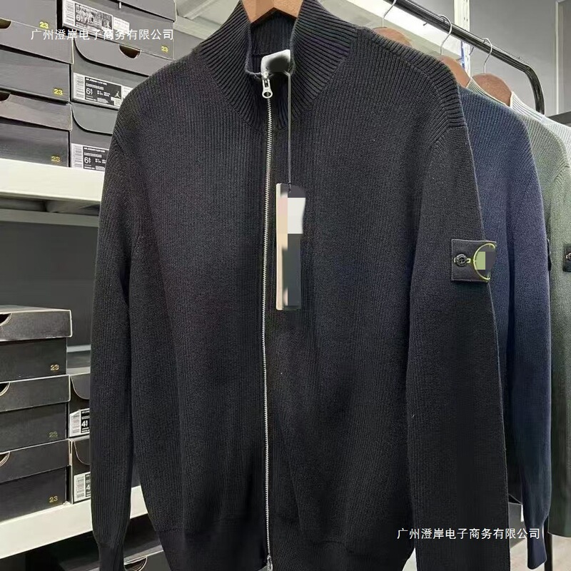 Cross-Border European and American Basic Style Compass Patch Zipper High-Neck Pullover Knitted Sweater for Men and Women Cross-Border European and American Basic Style Compass Patch Zipper High-Neck Pullover Knitted Sweater for Men and Women