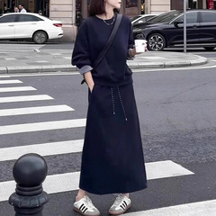 慵懒风温柔氛围感卫衣裙套装女秋冬新款休闲宽松显瘦半身裙两件套