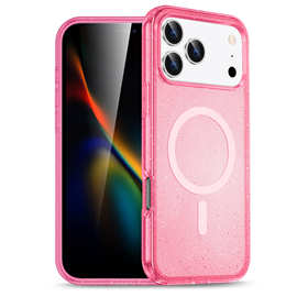 跨境仿原新品适用苹果17promax透明闪粉磁吸手机壳16防摔手机硬壳