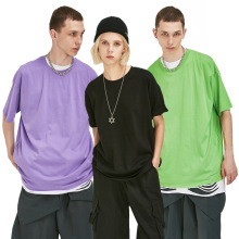 230g纯棉落肩体恤T恤定制印logo广告衫班服订做工作服短袖diy半袖