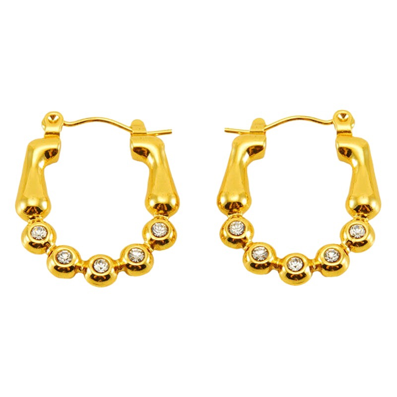 Pendientes de perlas de acero inoxidable de estilo de venta caliente transfronteriza pendientes de diamantes irregulares geométricos de oro 18K pendientes de acero de titanio