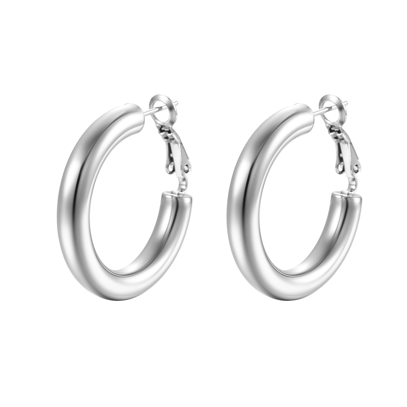 Mode Rond Acier Inoxydable Placage Des Boucles D'oreilles display picture 4