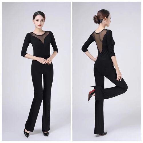 Mesh bodywear set dance practice training uniform sexy elegant posture training fashion show slimming