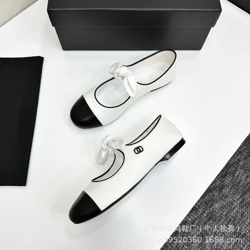高版本小香风蝴蝶结玛丽珍鞋女春秋新款法式复古拼色休闲芭蕾鞋女|undefined