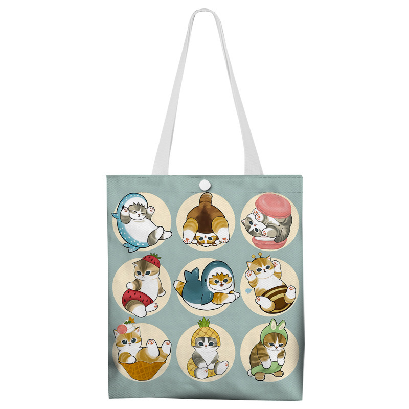Shark Cat Canvas Bag Anime Cartoon Film and Television Merchandise Shopping Bag Unisex Shoulder Bag Cross-Border Foreign Trade In-Stock