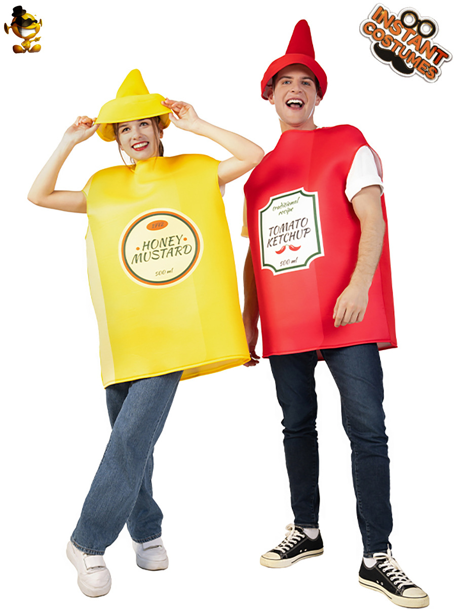 Pareja mostaza salsa de tomate traje Cosplay traje etapa traje Halloween carnaval mascarada
