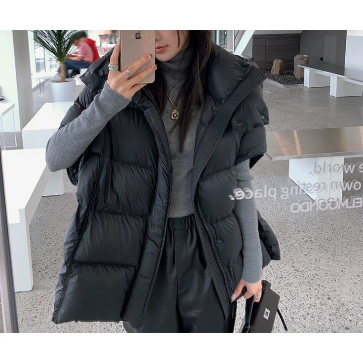 Шапка с пухом, зимняя бархатная модная жилетка, курносая пуховая