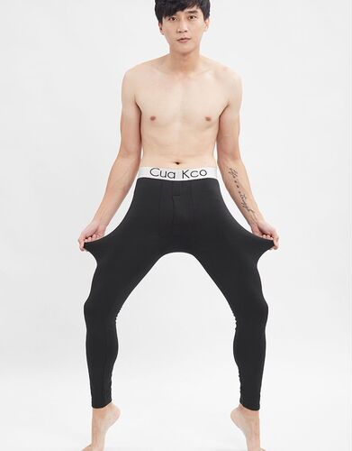 Men's Autumn Thermal Underpants Student Teenage Slim Fit Single Piece Winter Warm Thigh Warmers Optional Fleece