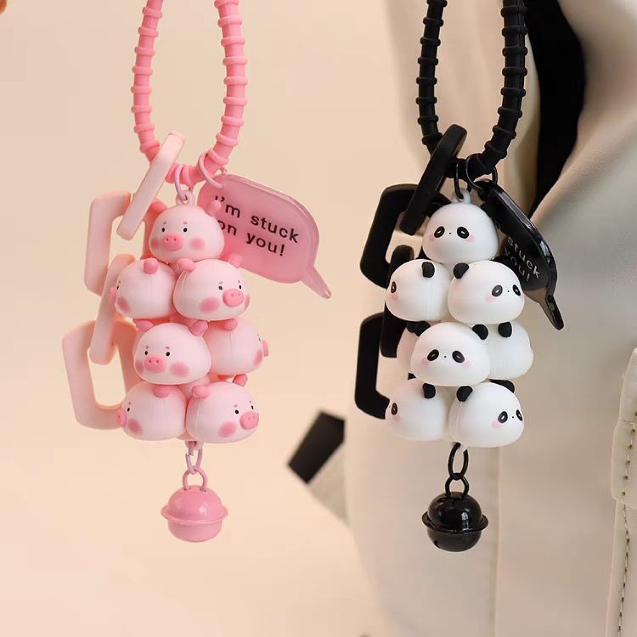 ブタのブタの塔の掛け物のブタの積み重ねの音楽の通天のブタのブタの塔のパンダのキーホルダーのカバンは漫画の動物の掛け物を掛けます