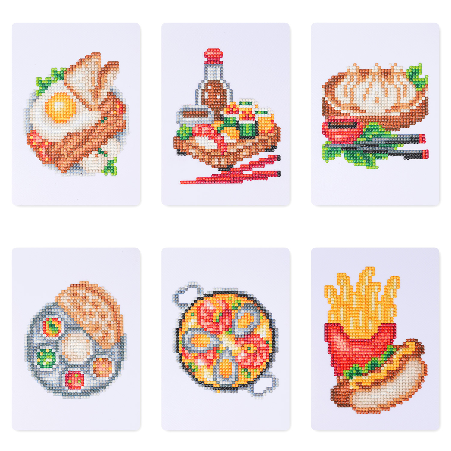 Diamante transfronterizo 5D pintado 5 * 7 pulgadas sin marco comida tradicional hamburguesa patatas fritas bebidas frutas independientes estaciones calientes