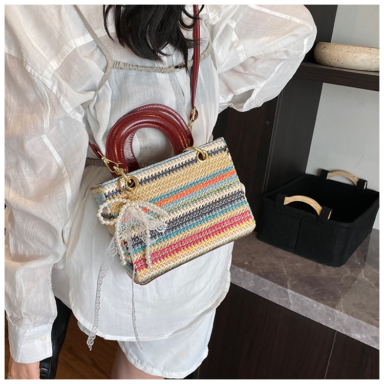 Femmes Faux Cuir Arc-En-Ciel Vêtement De Rue Paille Carré Fermeture Éclair Sac Diane display picture 6