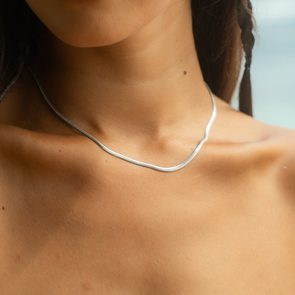 Geometric, Solid Color Pattern Wholesale Jewelry Vintage Style Geometric Solid Color Titanium Steel Chain Necklace
