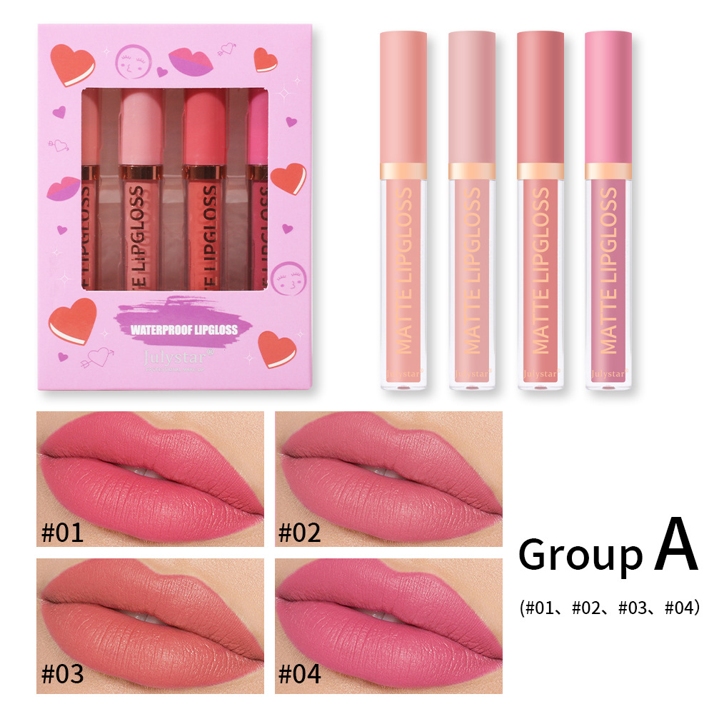 European and American velvet matte lipstick set, cross-border natural, long-lasting, non-fading and non-sticking lip gloss set box wholesale undefined