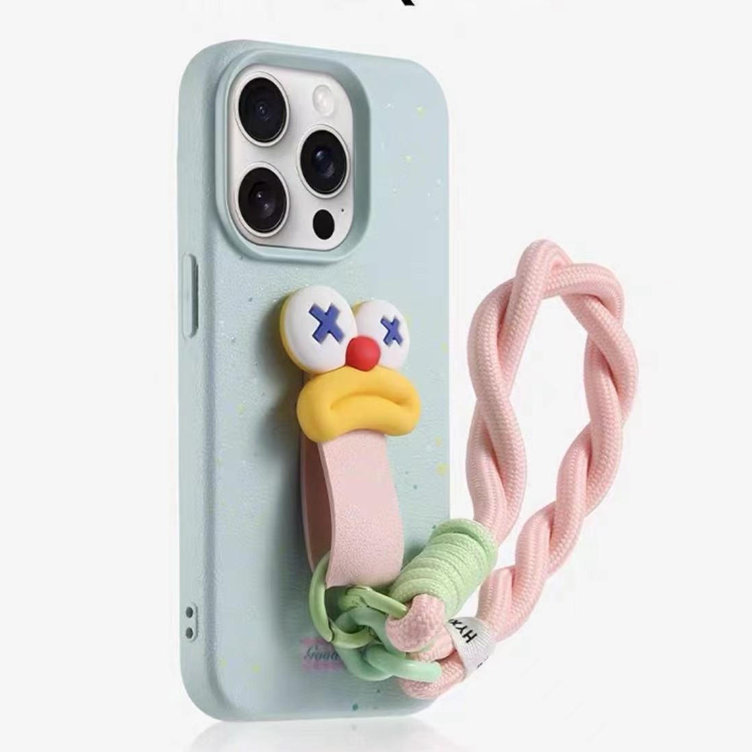 Cuerda de hebilla de anillo de boca de salchicha divertida para iPhone 16promax funda para teléfono móvil 14 Apple 15 femenino 13 suave 16